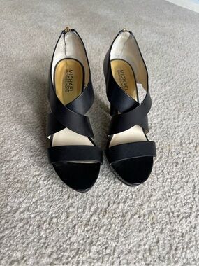 Michael Kors Black Crisscross Open-Toe Heels